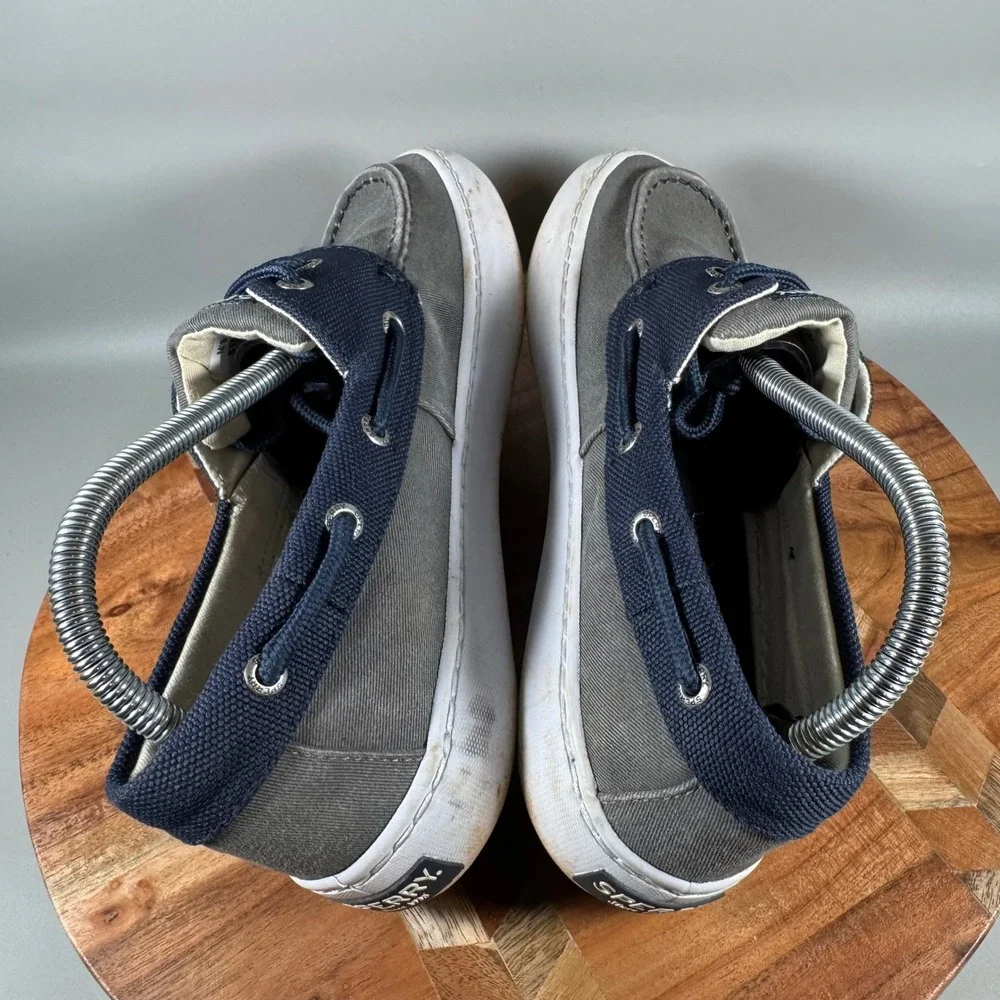 Sperry Top-Sider Mens 8 M Gray Navy Blue Fabric Boat Shoe Sneakers STS15303